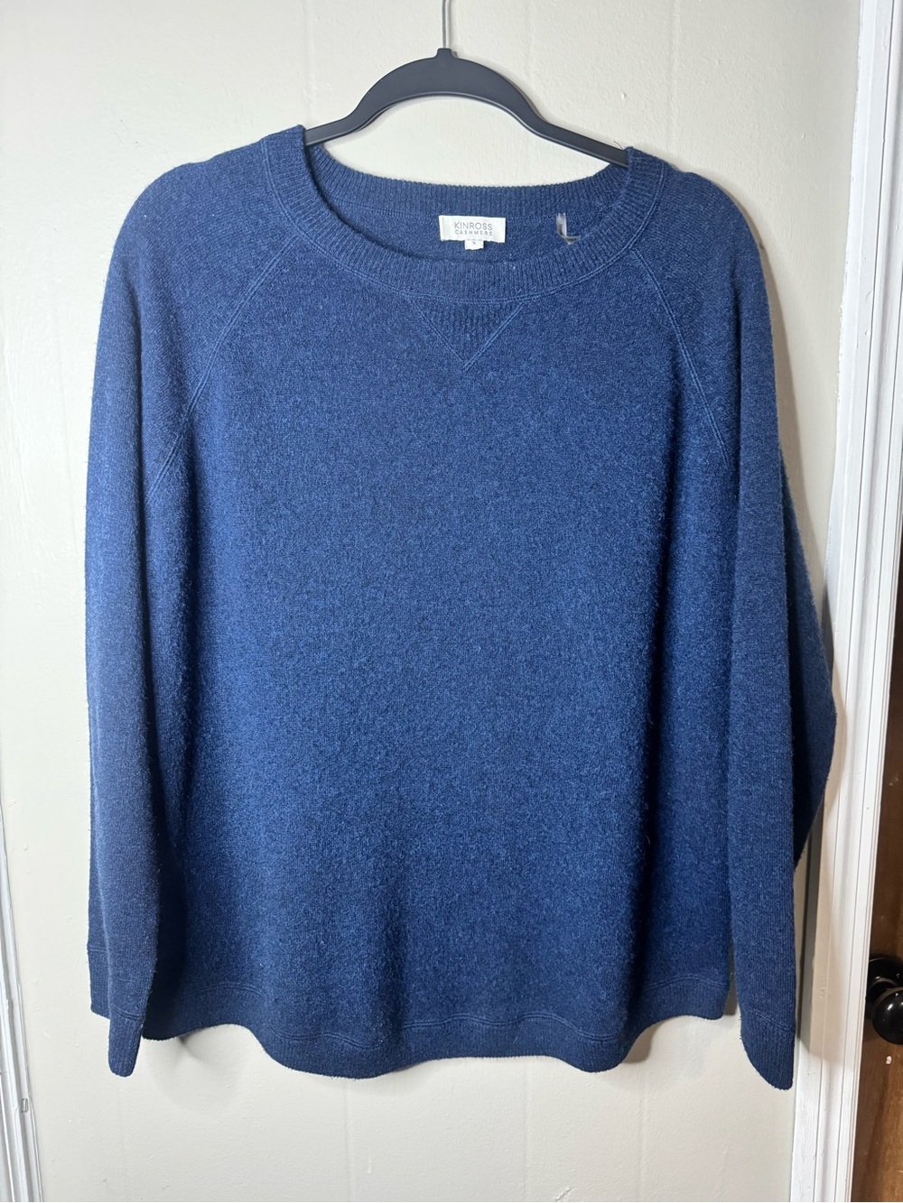Kinross Cashmere Women's 100% Cashmere Crewneck Sweater Blue SZ Small